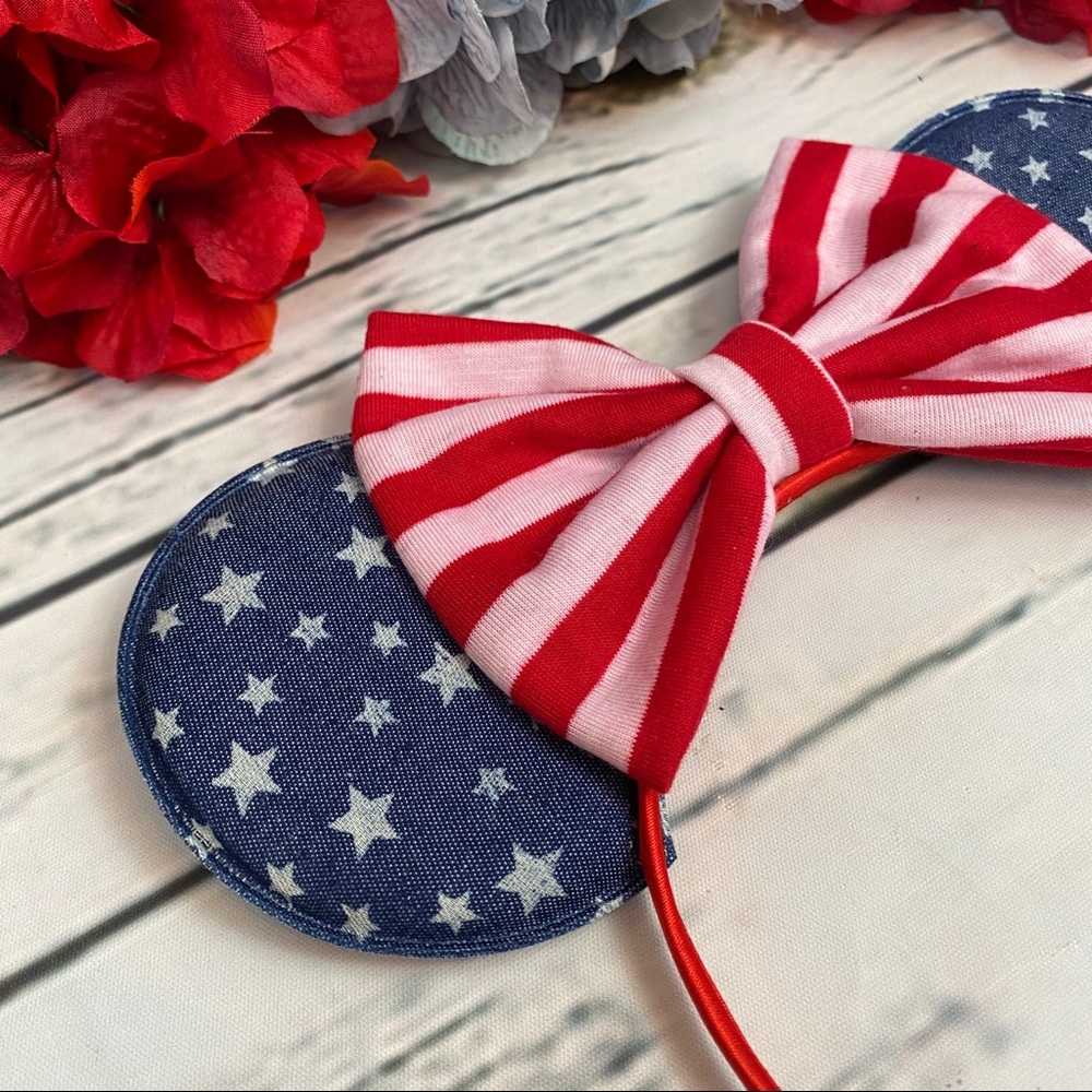 Minnie Mouse Red, White & Blue Headband with Bow - Picture 4 of 8